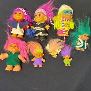 Vintage Troll Doll Assorted Lot Of 8 Rare And Usual Trolls
